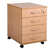 Skuffeseksjon med hjul 4 skuffer låsbar