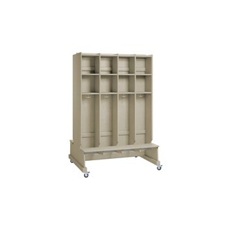 Flexi 25 garderobe tosidig m/hjul, doble hyller og sittebenk