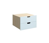 Fixa skuffeinnsats m/gripehull 2:1 2 skuffer dybde 57 cm