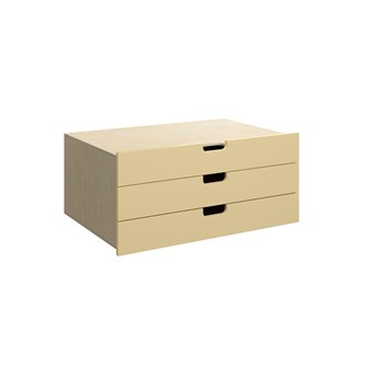 Fixa skuffeinnsats m/gripehull 3:1 3 skuffer dybde 57 cm