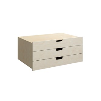 Fixa skuffeinnsats m/gripehull 3:1 3 skuffer dybde 57 cm