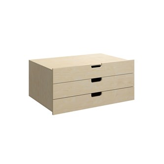 Fixa skuffeinnsats m/gripehull 3:1 3 skuffer dybde 57 cm