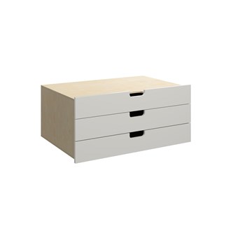 Fixa skuffeinnsats m/gripehull 3:1 3 skuffer dybde 57 cm