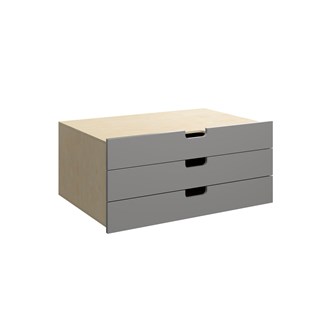 Fixa skuffeinnsats m/gripehull 3:1 3 skuffer dybde 57 cm