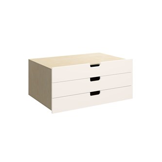 Fixa skuffeinnsats m/gripehull 3:1 3 skuffer dybde 57 cm