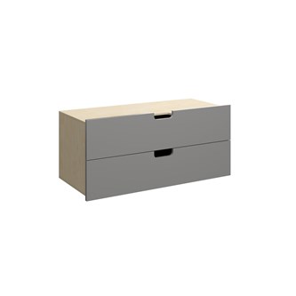 Fixa skuffeinnsats m/gripehull 3:1 2 skuffer dybde 35 cm