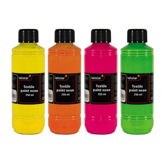 Tekstilmaling Lekolar Neon 4x250 ml