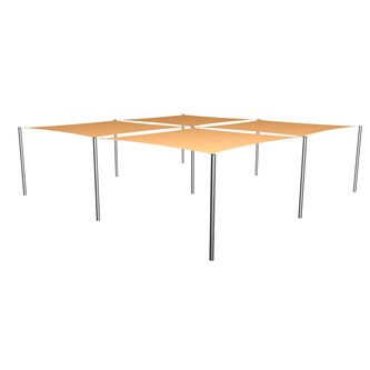 Solseil  4 stk 3,6x3,6 m med stålstolper