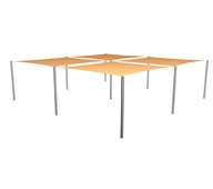 Solseil  4 stk 3,6x3,6 m med stålstolper