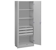 Norden materialskap 6 skuffer 80x47x210 cm lys grå