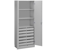 Norden materialskap 12 skuffer 80x47x210 cm lys grå