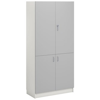 Norden FSC materialskap 4 tette dører hvit 100x60x210 cm