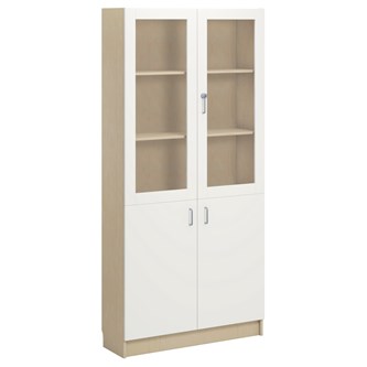 Norden FSC materialskap 2 tette/2 glass bjørk 100x32x210 cm