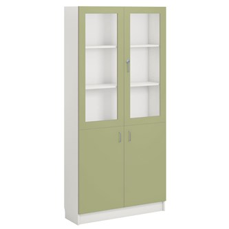 Norden FSC materialskap 2 tette/2 glass hvit 100x32x210 cm
