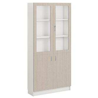 Norden FSC materialskap 2 tette/2 glass hvit 100x32x210 cm