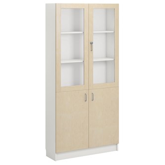 Norden FSC materialskap 2 tette/2 glass hvit 100x32x210 cm