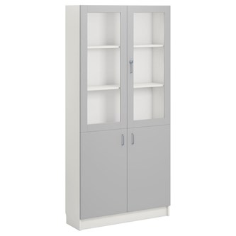 Norden FSC materialskap 2 tette/2 glass hvit 100x32x210 cm