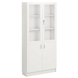 Norden FSC materialskap 2 tette/2 glass hvit 100x32x210 cm