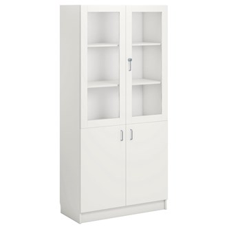 Norden FSC materialskap 2 tette/2 glass hvit 100x47x210 cm