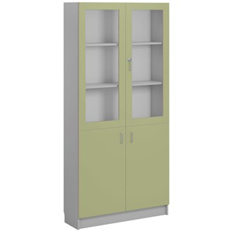 Norden FSC materialskap 2 tette/2 glass lysgrå 100x32x210 cm