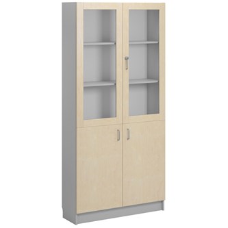 Norden FSC materialskap 2 tette/2 glass lysgrå 100x32x210 cm