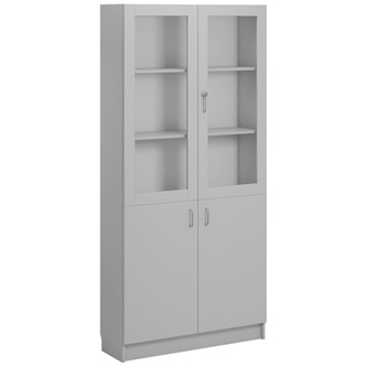 Norden FSC materialskap 2 tette/2 glass lysgrå 100x32x210 cm