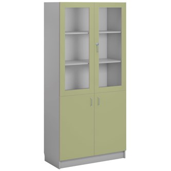 Norden FSC materialskap 2 tette/2 glass lys grå 100x47x210 cm