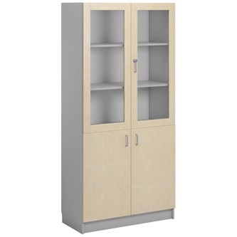 Norden FSC materialskap 2 tette/2 glass lys grå 100x47x210 cm