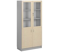 Norden FSC materialskap 2 tette/2 glass lys grå 100x47x210 cm