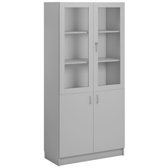 Norden FSC materialskap 2 tette/2 glass lys grå 100x47x210 cm