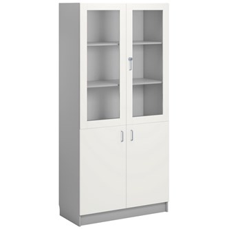Norden FSC materialskap 2 tette/2 glass lys grå 100x47x210 cm