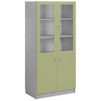 Norden FSC materialskap 2 tette/2 glass lysgrå 100x60x210 cm