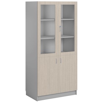 Norden FSC materialskap 2 tette/2 glass lysgrå 100x60x210 cm