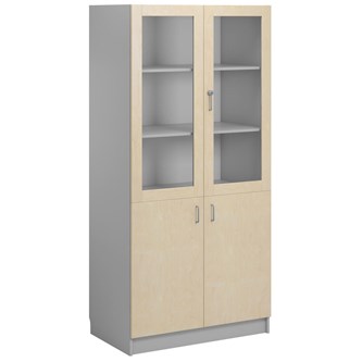 Norden FSC materialskap 2 tette/2 glass lysgrå 100x60x210 cm