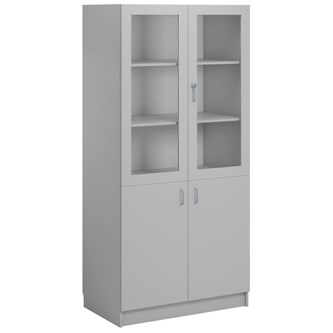 Norden FSC materialskap 2 tette/2 glass lysgrå 100x60x210 cm