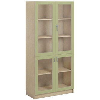 Norden FSC materialskap 4 glass bjørk 100x47x210 cm