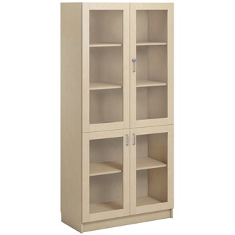 Norden FSC materialskap 4 glass bjørk 100x47x210 cm