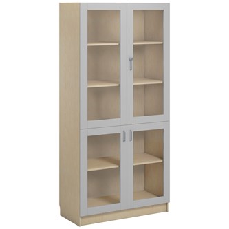 Norden FSC materialskap 4 glass bjørk 100x47x210 cm