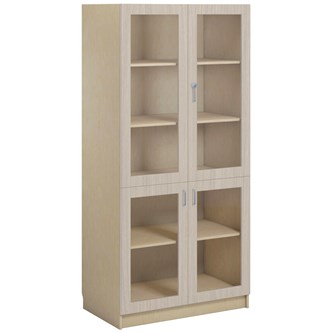 Norden FSC materialskap 4 glass bjørk 100x60x210 cm