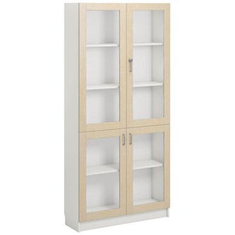 Norden FSC materialskap 4 glass hvit 100x32x210 cm