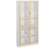 Norden FSC materialskap 4 glass hvit 100x32x210 cm