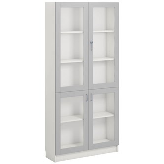Norden FSC materialskap 4 glass hvit 100x32x210 cm