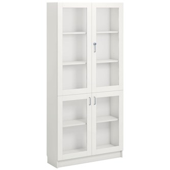 Norden FSC materialskap 4 glass hvit 100x32x210 cm