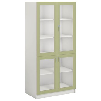 Norden FSC materialskap 4 glass hvit 100x60x210 cm