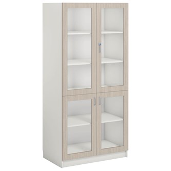 Norden FSC materialskap 4 glass hvit 100x60x210 cm