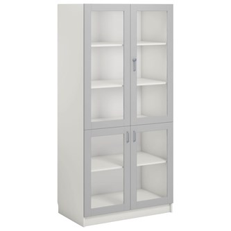 Norden FSC materialskap 4 glass hvit 100x60x210 cm