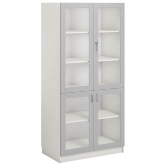 Norden FSC materialskap 4 glass hvit 100x60x210 cm