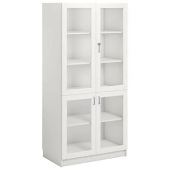 Norden FSC materialskap 4 glass hvit 100x60x210 cm