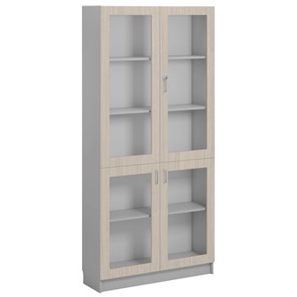 Norden FSC materialskap 4 glass lysgrå 100x32x210 cm