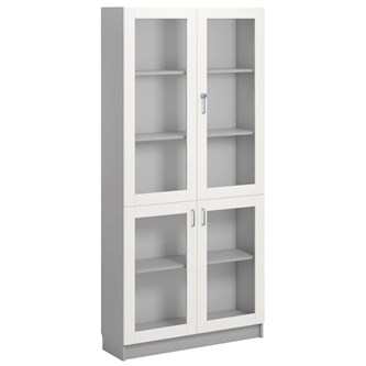 Norden FSC materialskap 4 glass lysgrå 100x32x210 cm